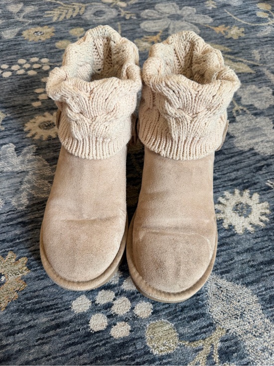 UGG Shoes - Ugg Knit-Cuff Suede Ankle Boots in Taupe